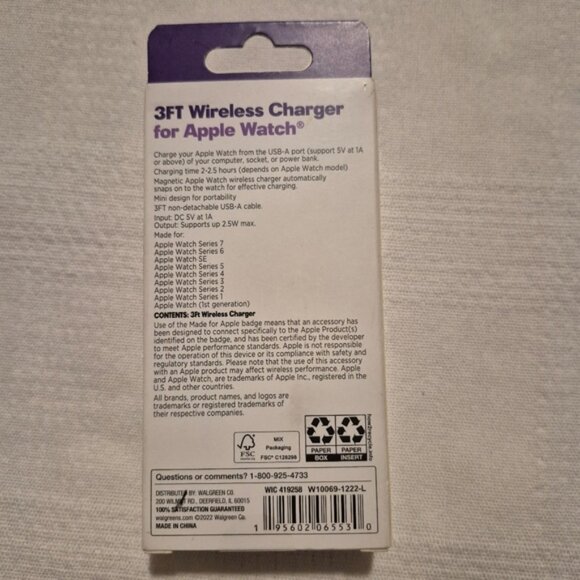 Infinitive 3 foot wireless charger for Apple Watch, New unopened box - Picture 2 of 5